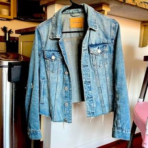 Distressed jean jacket women’s small lightly used